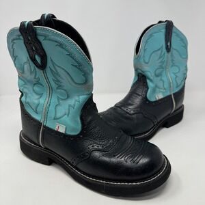 Justin Gypsy L9905 Cowboy Western Boots Black Turquoise Teal Women's 9.5 B